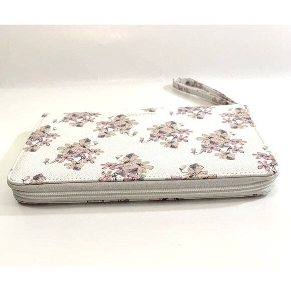 Laura Jones Wristlet Wallet Pink Flowers Zippers Card Slots Clear Window - Picture 7 of 12